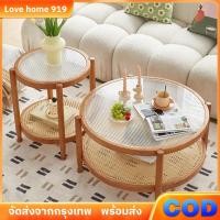 ราคา พร้อมส่งโต๊ะวางของ โต๊ะกลม โต๊ะกาแฟ โต๊ะกลางโซฟา ไม้และกระจกรวมกัน เฟอร์นิเจอร์มินิมอล ชั้นวางของประหยัดพื้นที่ (25924971409)