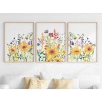 ราคา (พร้อมกรอบ) ภาพโปสเตอร์ ภาพวาดสีน้ํา รูปดอกทานตะวัน หลากสีสัน สําหรับตกแต่งผนัง (21394482440)