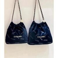 ราคา ชาแนล กระเป๋าสะพายข้างกำมะหยี่ลายเลื่อม สไตล์ฤดูใบไม้ร่วงและฤดูหนาว ประจำปี 2022 สีดำมีโลโก้เลื่อม (40966106235)