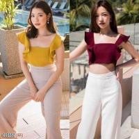 ราคา CL5952 ชุดเซ็ท สีแดง เหลือง เสื้อครอป กางเกงขายาว สวยๆ ใส่เที่ยว ชิล ไปทะเล พร้อมส่งจ้า CL5952 (2311984122)