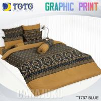 ราคา TOTO ชุดผ้าปูที่นอน 3.5ฟุต 5ฟุต 6ฟุต ลายกราฟฟิก Graphic TT767 BLUE สีน้ำเงิน ลิขสิทธิ์แท้ #โตโต้ กราฟฟิก (29779086246)