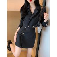 ราคา ชุดสูทหญิงต้นฤดูใบไม้ร่วง สไตล์สั้นแขนยาว ทรงเอวสูง กระโปรงสะโพก สองชิ้น (40670755202)