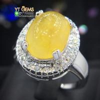 ราคา แหวนบุษราคัม แหวนล้อมเพชร แหวนเงินแท้ 92.5% ชุบทองคำขาว ประดับ พลอยบุษราคัมแท้ ตกแต่ง เพชรSwiss YTG (26117880182)