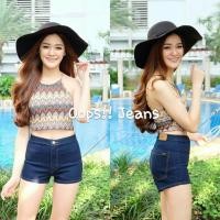 ราคา Oops กางเกงยีนส์ขาสั้น กระดุมหน้าเรียบ (13917622449)