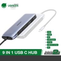 ราคา UGREEN 9 in 1 USB-C to USB 3.0 x 2 DPx1 HDMIx1 VGAx1 Gigabit LANx1 SD/TFx1 PD USB-C รุ่น 70301 (26107473021)