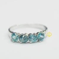 ราคา Jewchanแหวนพลอยเพทายสีฟ้าอ่อนพลอยแท้ธรรมชาติขนาดพลอย 4 มิล (719772890)