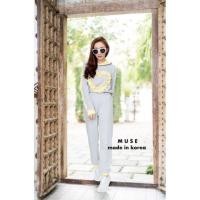 ราคา Setวอร์มสีเทา ชุดวอร์มกันหนาว เซ็ตเสื้อแขนยาวกางเกงวอร์ม Muse (6010190179)