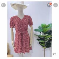 ราคา เดรสลายดอกสีแดง #เดรสคอวีสีแดง ซับในทั้งตัวมีเชือกผูกเอว #เดรสลายดอก (6966710016)