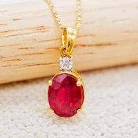 ราคา [ PCPY Jewelry ] จี้ทับทิมเพชรแท้ ทองคำแท้9K (ทอง37.5%) เพชรแท้น้ำ100 เบลเยี่ยมคัต [9KPPG10] (23162042538)