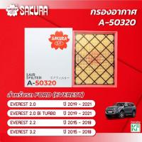 ราคา กรองอากาศ FORD ฟอร์ด/EVEREST เอเวอเรสต์ เครื่องยนต์ 2.0 / 2.0 BI-TURBO / 2.2 / 3.2 ปี 2015 -2021 ยี่ห้อ ซากุระ A-50320 (20085542447)
