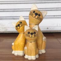 ราคา ตุ๊กตา ไม้แกะสลัก รูปแมว Set 3 ตัว ครอบครัวน้องแมว แมวไม้แกะสลัก ไม้แกะสลักน้องแมว ตุ๊กตาไม้ ตุ๊กตาแกะสลัก ตุ๊กตาไม้ (14996550552)