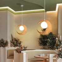 ราคา สไตล์ญี่ปุ่น ความคิดสร้างสรรค์ หวาย ร้านอาหาร โคมไฟระย้า โคมไฟเพดาน โคมระย้ารูปพระจันทร์ในร้านอาหาร โคมไฟห้อย LED (42100574015)