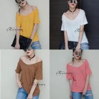 ราคา เสื้อยืดคอกว้าง (247296023)