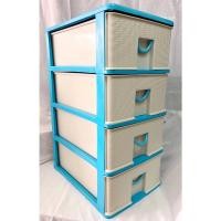 ราคา ลิ้นชักเก็บของใหญ่***ใหม่ 4 ชั้น สีฟ้าขาว ลายหวายสไตล์ผู้ดี ตู้เก็บของ ตู้ลิ้นชักพลาสติก สำหรับสำนักงาน รุ่น A-011-1 (12175452145)