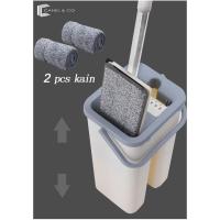 ราคา CANEL & CO Mop lantai ไม้ถูพื้นแบบแห้ง แผ่นถูพื้นแบบล้างตัวเอง ไม้ถูพื้นแบบแบนแบบแห้งแบบซักและบีบด้วยถัง 2 แผ่นไม้ถูพื้น (43061026304)
