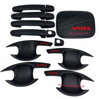 ราคา วีออส vios ปี2007-2012 เบ้ากันรอย ครอบมือจับ ครอบฝาถัง สีดำโลโก้แดง#vios (22342617661)