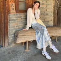 ราคา ลายสก๊อตพิมพ์ หางปลา กระโปรงเอวสูงบางดอกไม้กระโปรงยาวผู้หญิง (27784438941)