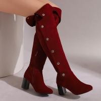 ราคา รองเท้าบูทส้นสูงสตั๊ดToe แบบโอเวอร์เดอะคีน หนังแกะฟรอสต์ มีซิปด้านข้าง ทรงยุโรป-อเมริกัน ใส่แล้วเข้ากับเสื้อผ้าหลายสไตล์ (42118703777)