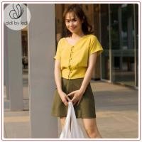 ราคา เสื้อคอเต่าผู้หญิง DIDI BY LEDI เสื้อครอปแขนสั้น สีเหลืองมัสตาร์ด ผ้าฝ้าย SML XL (28388762263)
