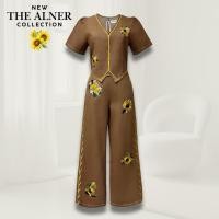 ราคา Set ยีนส์ (เซตเสื้อยีนส์น้ำตาลปักดอกเหลืองกางเกงขายาว) (40802995639)