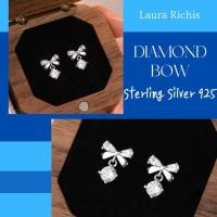 ราคา ต่างหูเงินแท้ / เงินแท้100% / ต่างหูโบว์ / ต่างหูจี้เพชร / Luara Richis / ต่างหูเงินS925 / Diamond Bow (24700317143)