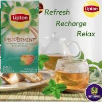 ราคา ลิปตัน ชากลิ่นเปปเปอร์มิ้นต์ Lipton Peppermint tea ชากลิ่นมิ้นต์ ชนิดซอง 1 กล่อง 25 ซอง BB:2025.03 (28925373802)
