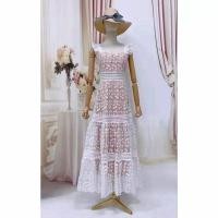 ราคา (XL) พร้อมส่งชุดเดรสเจ้าหญิงปักลูกไม้ลายดอกสีขาวงานป้าย Love lady แท้ มือ1 ป้ายห้อย (22178648942)