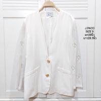 ราคา เสื้อเบลเซอร์ J.PACO แท้100% สีขาวแขนเป็นผ้าชีฟองซีทรู กระดุมทองสุดหรูกระเป๋าหน้าเป็นกระเป๋าหลอกค่ะ ไซส์ 9 (25773135141)