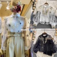 ราคา เสื้อเชิ้ตลูกไม้ เสื้อฟรุ้งฟริ้งซีทรูคอปกซีทรู (14712382037)