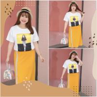 ราคา PMSWEET PLUSSIZE : PM4228 : พร้อมส่ง เสื้อผ้าไซส์ใหญ่ คนอ้วน สาวอวบ ชุดเซตสองชิ้น ชุดเสื้อกระโปรงสีเหลือง (11316401215)