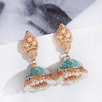 ราคา ต่างหูโบฮูมรกุหลาบ สีเพิร์ล พู่ต่างหูแบบอินเดีย Jumka Jumki สำหรับผู้หญิง งานวินเทจเคลือบแกะสลักรูปทรงระฆัง (40167127067)