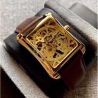 ราคา นาฬิกาไขลาน vintage Watch รูปทรงสี่เหลี่ยม สายหนัง โชว์กลไก (25722153848)
