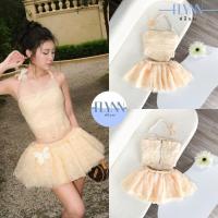 ราคา ชุดเซ็ทสีครีมลุคส์คุณหนูไฮโซ 2ชิ้น 3dดอกไม้ เสื้อปักผีเสื้อเพชร สายคล้องคอถัก +กระโปรงน่ารักน่ารัก (43362486947)