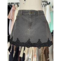 ราคา [2hand_thrift] กระโปรงยีนส์ลูกไม้ M เอว 72-80 สะโพก 88-98 ยาว 34 (28437953016)