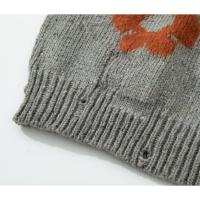 ราคา ♞Acne Studios2023 ฤดูใบไม้ร่วงฤดูหนาวใหม่ผลิตภัณฑ์ดอกไม้ Distressed Retro Ripped เสื้อกันหนาวหลวมแข (29568530030)