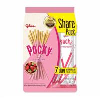 ราคา (x7ซอง) Pocky Share Pack Strawberry ป๊อกกี้ รสสตรอเบอร์รี่ แพ็คใหญ่ 133ก. (28876710857)