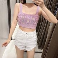 ราคา zara (ไม่แท้) เสื้อครอปไหมพรม ปักลายดอก มือสอง (42101564965)