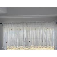 ราคา ผ้าม่านสั้นครึ่งหน้าต่าง ขนาด110x60cm ผ้าม่านผ้าฝ้ายแบบโปร่งพริ้วสีขาวปักมือลายดอกไม้ ถักโคเชต์ตุ้งติ้งบน-ล่าง (จุม60) (8262294844)