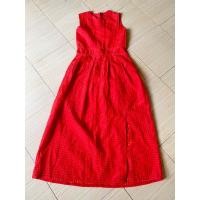 ราคา เดรสยาวสีแดง แขนกุด ผ่าหน้า คัลเลอร์ฟูล สุดๆ (25981098324)