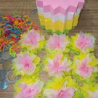 ราคา เซ็ต5ชั้น ดอกบัวหลวง กระดาษสาห่อเหรียญโปรยทานพร้อมหนังยาง ราคาถูก ใช้สำหรับห่อเหรียญ (22680461566)