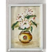 ราคา ภาพวาดดอกบัว ภาพวาดดอกไม้ในแจกัน ขนาดA4 พร้อมกรอบ แขวนได้ตั้งได้ ภาพวาดสีน้ำ (29779547944)