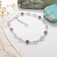 ราคา สร้อยข้อมือเงินหินอเมทิสต์กับโรสควอตซ์ Amethyst+Rose Quartz (5557983177)