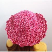 ราคา pjkcrochetie หมวกถักปีกกว้าง สีแดงผสมสีชมพู พร้อมส่ง #028 (1864760686)