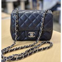 ราคา Chanel Classic Mini Square 7 Caviar - Navy Blue ของแท้ (2011874824)
