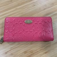 ราคา กระเป๋าตังทรงยาว Coach wallet สีชมพู Ruby pink ของแท้ (3307107877)