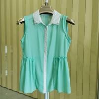 ราคา เสื้อแขนกุด สีเขียวอ่อน คอปก เอวระบาย ผ้าชีฟอง น่ารักมากๆ SIZE M (21644688102)
