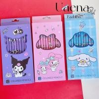 ราคา UAENAU 12 ชิ้นดินสอสี 12 สี, การ์ตูน Sanrio Art Supplies ดินสอเขียน, เครื่องเขียน Kuromi อบเชยภาพวาดดินสอ (40715454498)