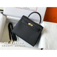 ราคา Hermes Black Kelly Kelly Bag Epsom Leather Portable Messenger Bag Wax Line (40216119309)