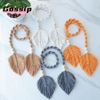 ราคา GOSSIP สายรวบผ้าม่าน, Boho Hand-Woven Curtain Strap, Fashion Leaf Shape with Wooden Bead Curtain Rope Home Decor (42822302434)