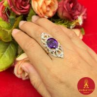 ราคา แหวนทองฉลุลายฝังพลอยล้อมเพชร สีนิล(ดำ) แดงโกเมน เหลือง(บุษราคัม) ม่วง เขียวส่อง เรียบหรู เสริมบารมี ทองหุ้ม ใส่ออกงานได้ (26155244023)